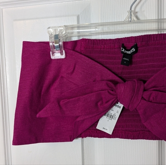 NWT Express Linen Tie-Front Smocked Bandeau Tube Top in Purple Sizes‎ M and L - Picture 4 of 7
